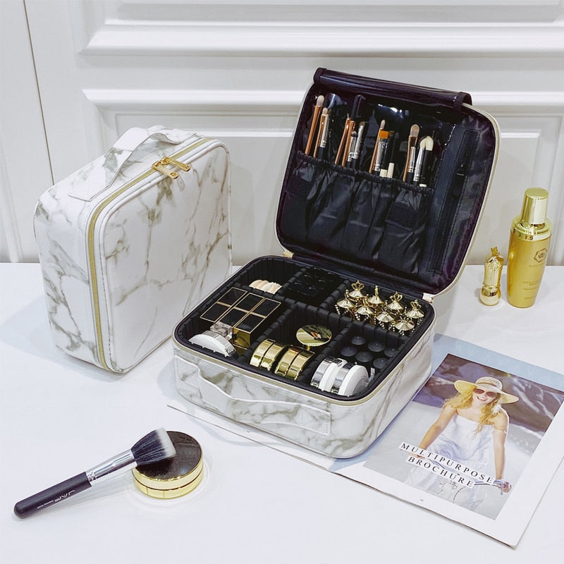 Organisateur de maquillage dur - compartiment ajustable