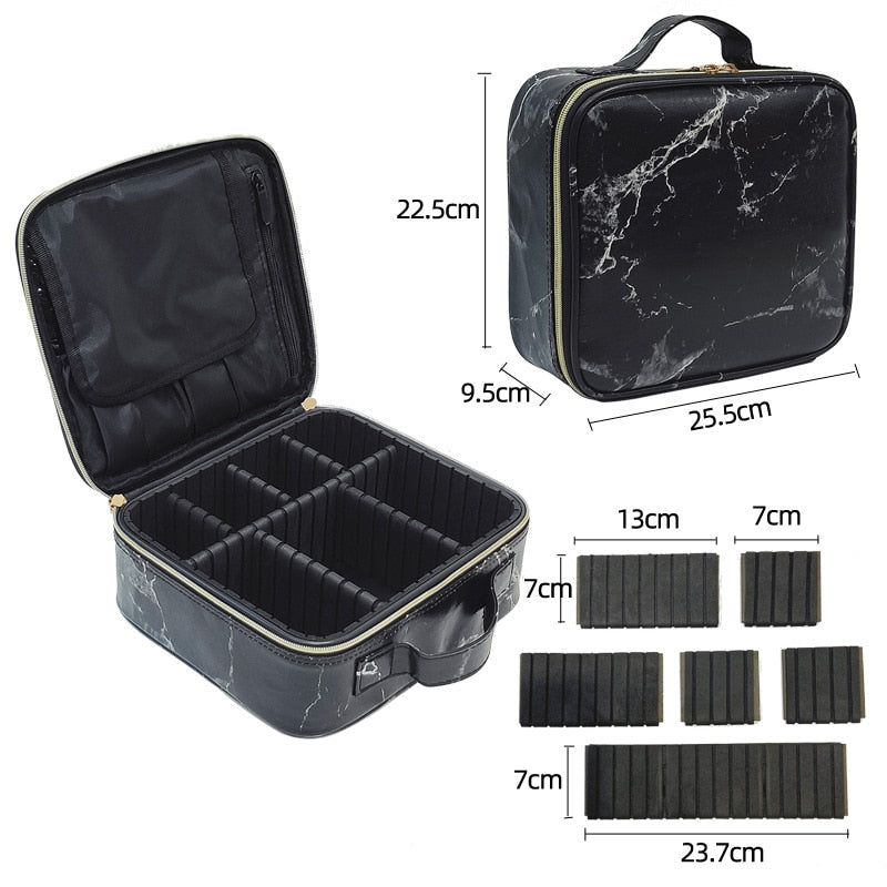 Organisateur de maquillage dur - compartiment ajustable