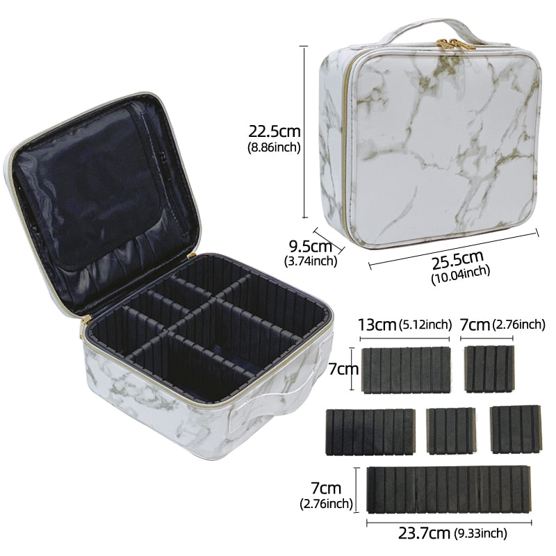 Organisateur de maquillage dur - compartiment ajustable